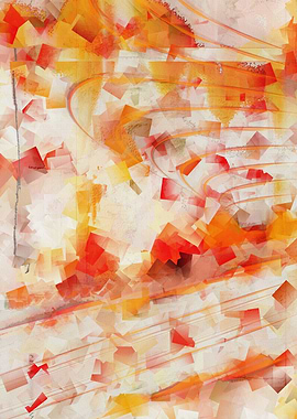 Abstract cubism orange and red Version 1