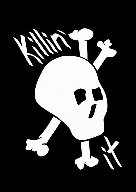 A simple back and white skull and crossbones with the t ...