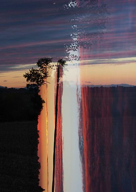 Cielo e terra con i colori del tramonto