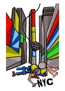 Times Square New Years Eve, funny cartoon illustration. ...