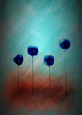 This is a digital illustration of three blushing flower ...