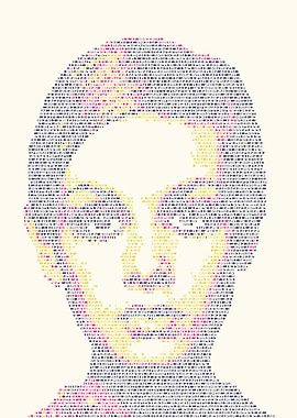 Twiggy. Portrait made out of tiny icons; see more of th ...