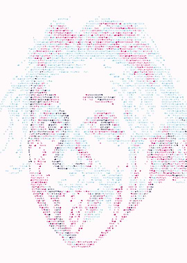 Albert Einstein. Portrait made out of tiny icons; see m ...