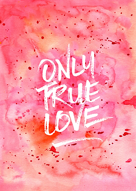 Only True Love Handpainted Abstract Watercolor Red Pink ...