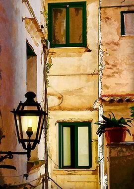 Amalfi Backstreets. A timeworn backstreet in Italy. Car ...