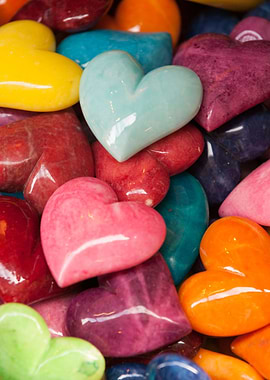colored heart stones