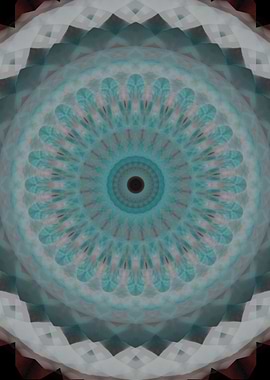 Mandala in grey white and blue tones