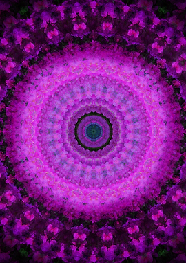 Pink mandala with flowers motiff