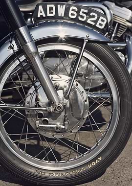 front drum brake of a classic British cafe racer motorc ...