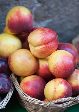 peaches in the basket