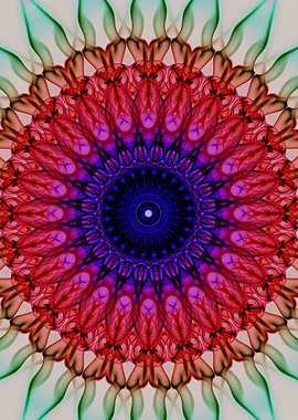 Mandala in red and blue tones