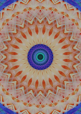 Mandala in orange and blue colors