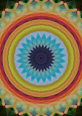 Mandala with blue flower pattern