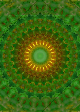 Mandala in green and brown and yellow tones