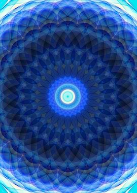 Mandala in dark and light blue tones
