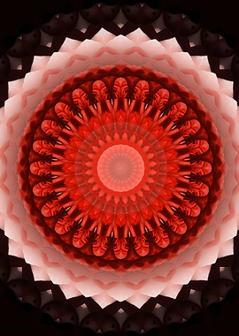 Mandala with brown and red shields motiff