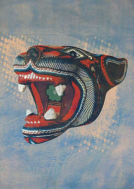 Digital illustration of a jaguar balam head