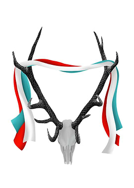 An illustration of a stags head mounted on a white back ...