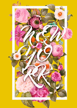 newyork typography and floral pattern