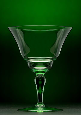 A beautiful wine glass surrounded by a green haze.