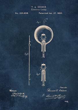 Edison - Electric Lamp - 1880 - patent art