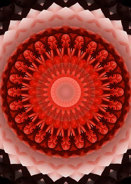 Mandala with red masks motiff