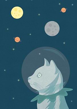 A Cat dreaming about the Space.