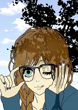 a ghost like girl stood in front a tree, seemingly havi ...