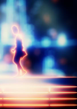 Neon figures in front of a lighthouse (3 of 3)