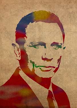 Daniel Craig as James Bond Watercolor Portrait