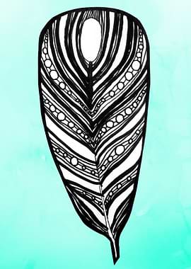 Feather illustration over a blue background