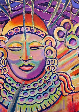 A creative, colorful buddha painting. Zen life.