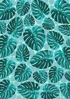 Tropical Leaf Monstera Plant Decorative Pattern