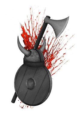 An illustration of a vikings ax, shield and helmet fram ...