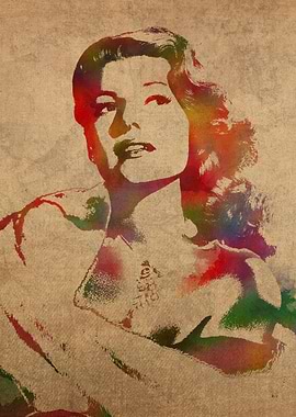 Rita Hayworth Watercolor Portrait