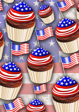 USA Flag Cupcakes Pattern