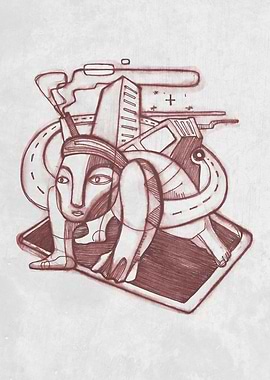 Hand drawn illustration or drawing of a man with some u ...