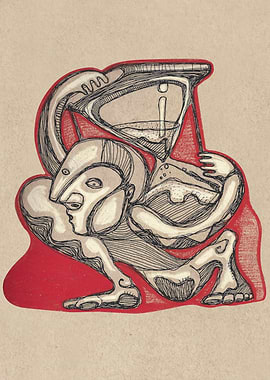 Hand drawn illustration or drawing of a man charging a ...