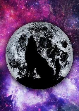 Wolf howling at the moon