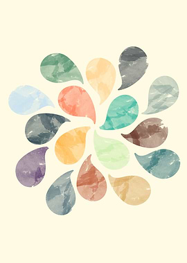 Colorful Water Drops (Watercolor version)