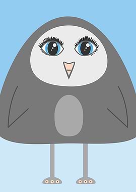 Geometric illustration of a cute cartoon penguin with b ...