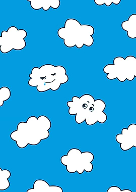 Funny clouds illustration of a sleeping cartoon cute cl ...