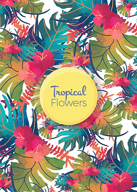 Colorful Tropical Flowers Poster