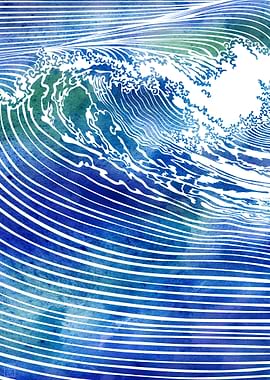 Pacific Waves II — A wave rendered in vector lines and ...