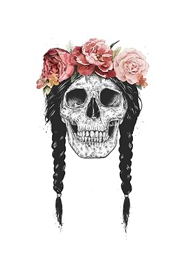 Skull with floral crown