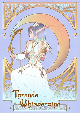 The Moon Goddess depicted in a beautiful art nouveau st ...