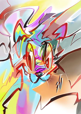 cracks on cartoony cat