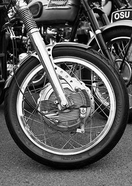Close up of a classic British cafe racer motorcycle