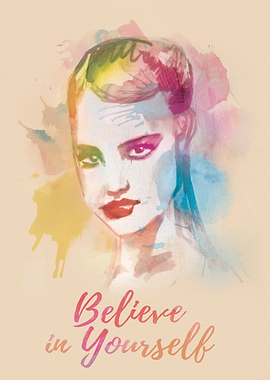 Hand-painted portrait of a woman in watercolor, polishe ...