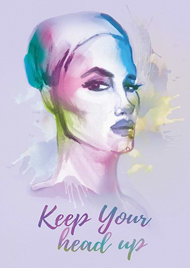 Hand-painted portrait of a woman in watercolor, polishe ...